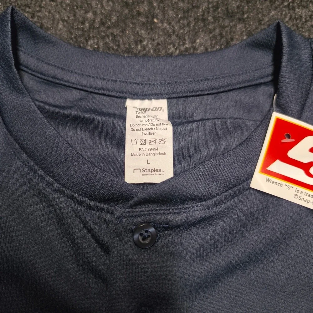 Snap-on Tools Mens Gray Long Sleeve Performance Henley Shirt Large NWT
